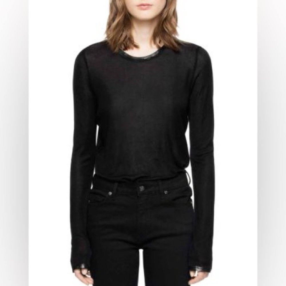 Zadig And Voltaire sheer long sleeve black shirt.